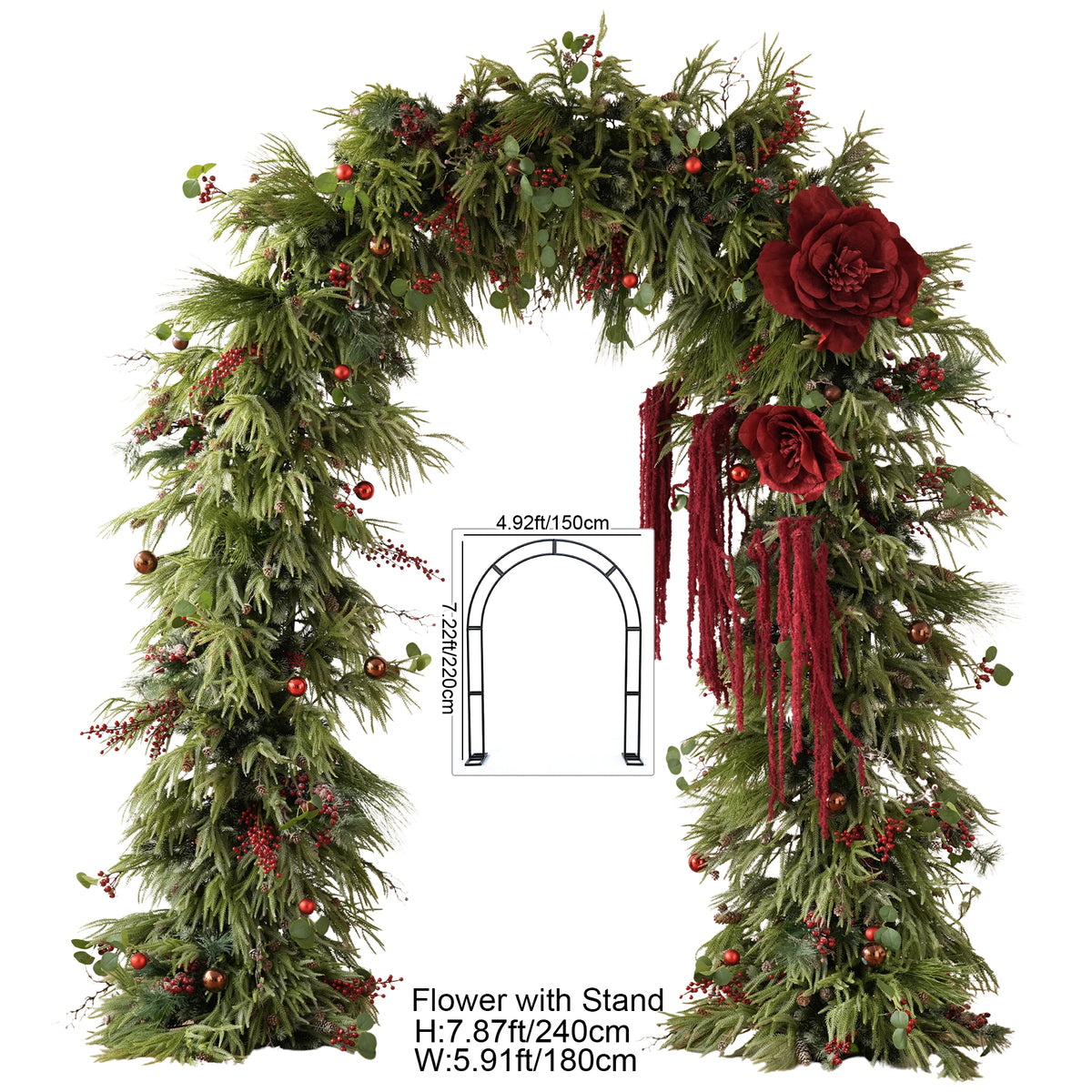 Winter holiday entry decor, wooden welcome sign accented with cedar berry florals