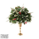 Vintage holiday floral arrangement with mixed evergreen foliage and natural pinecones