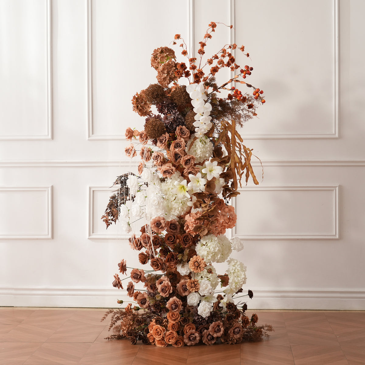 outdoor fall wedding ceremony floral set