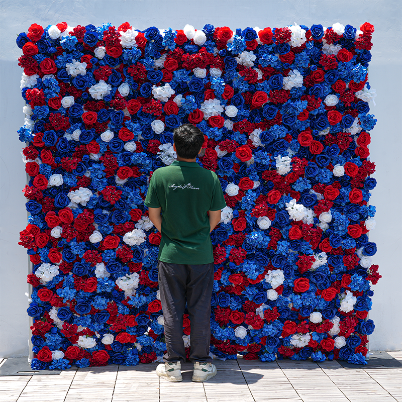 Fabric‑backed foldable floral wall for celebrations
