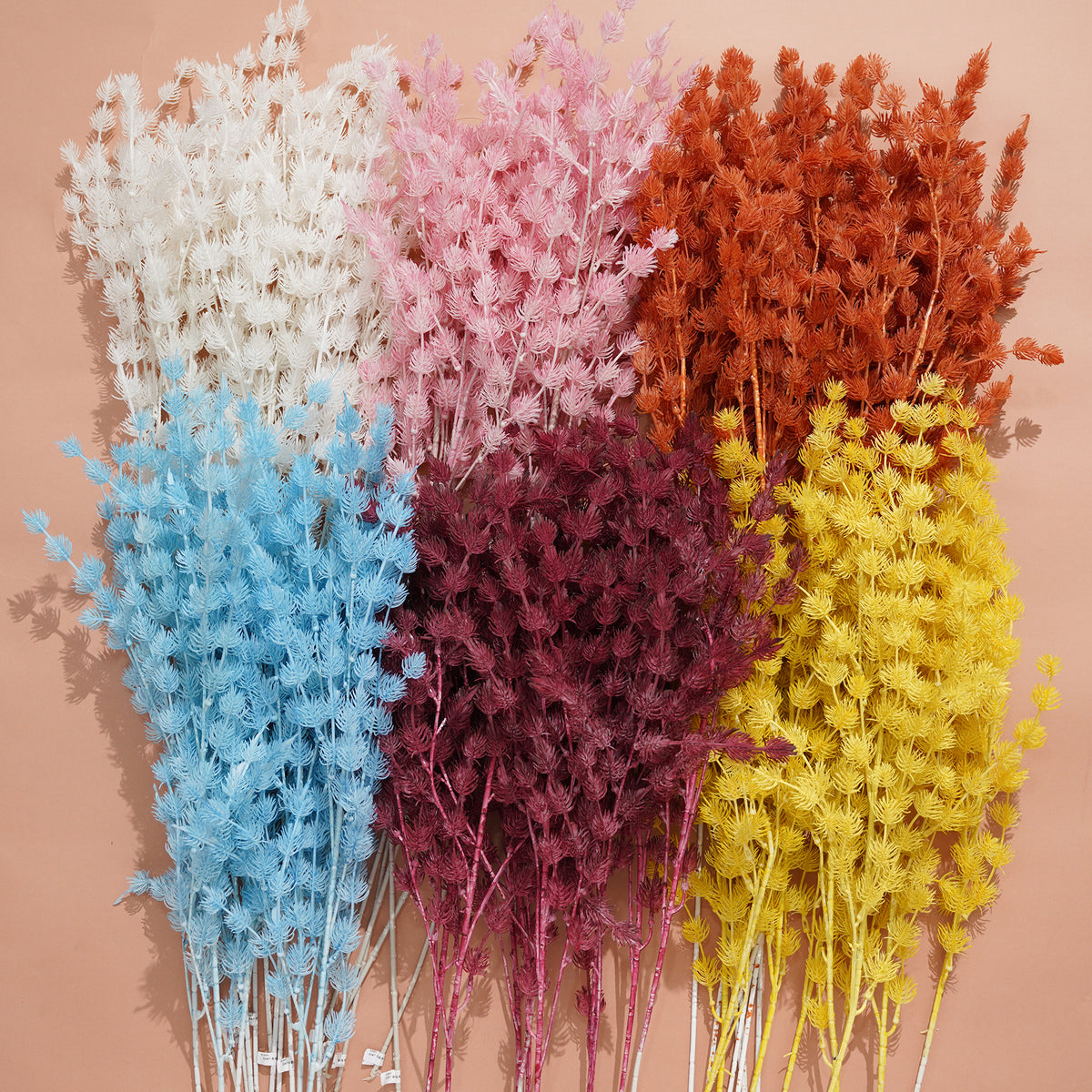 Blue yellow fake happy fruit long branches for flower wall