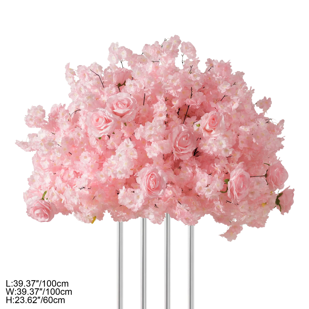 Cherry blossom pink sphere on minimalist white display stand