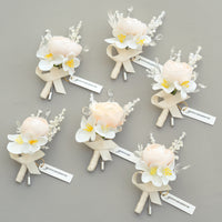 A9009 6pcs/set Champagne Rose Artificial Boutonnieres Groomsman Wedding Decorations