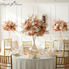 Terracotta caramel artificial wedding table centerpiece for villa outdoor fall wedding