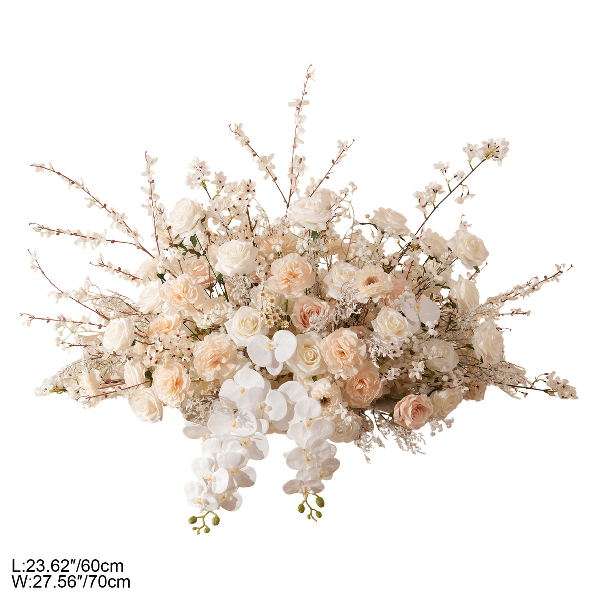 White orchid mixed champagne rose wedding flower