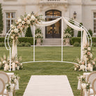 Empty C metal arch frame for event rental business