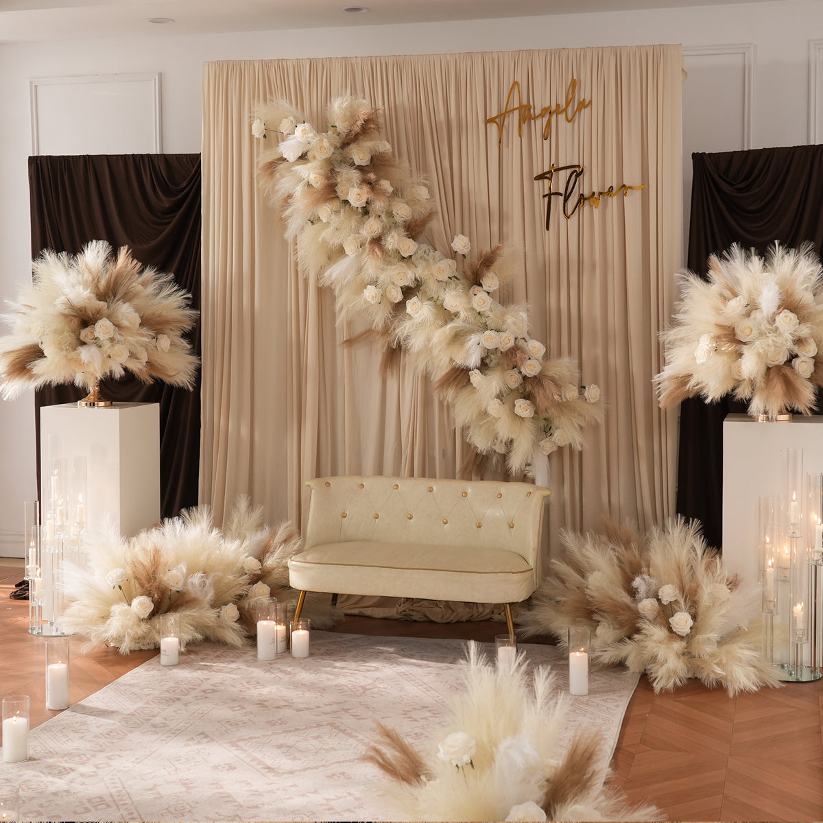 feathery pampas grass flower sphere for ceremony decor