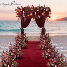 burgundy-silk-rose-wedding-floral-garland-decoration