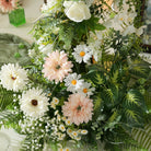 Top fern and palm foliage of tall stand flower set