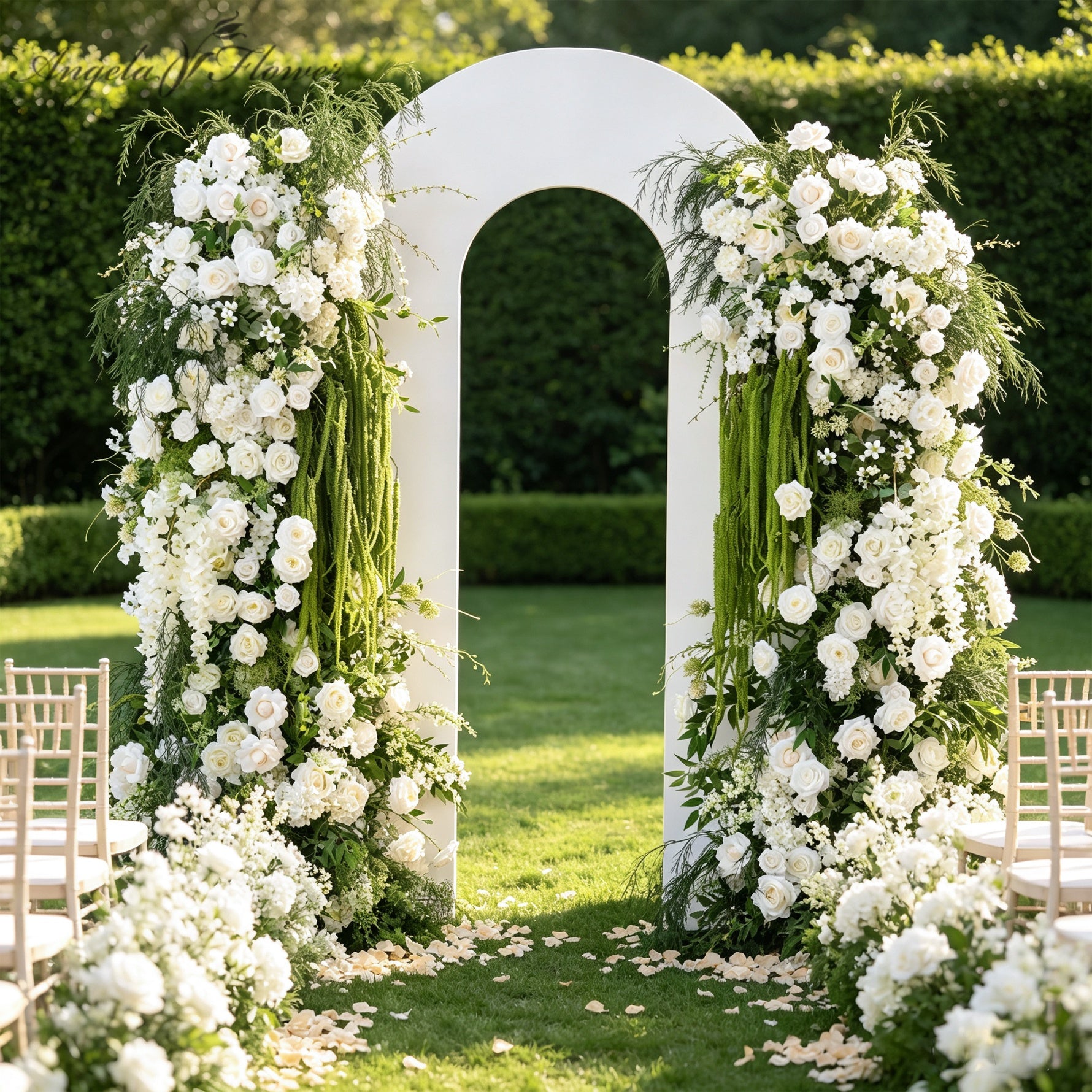 white-wedding-arch-floral-swags 