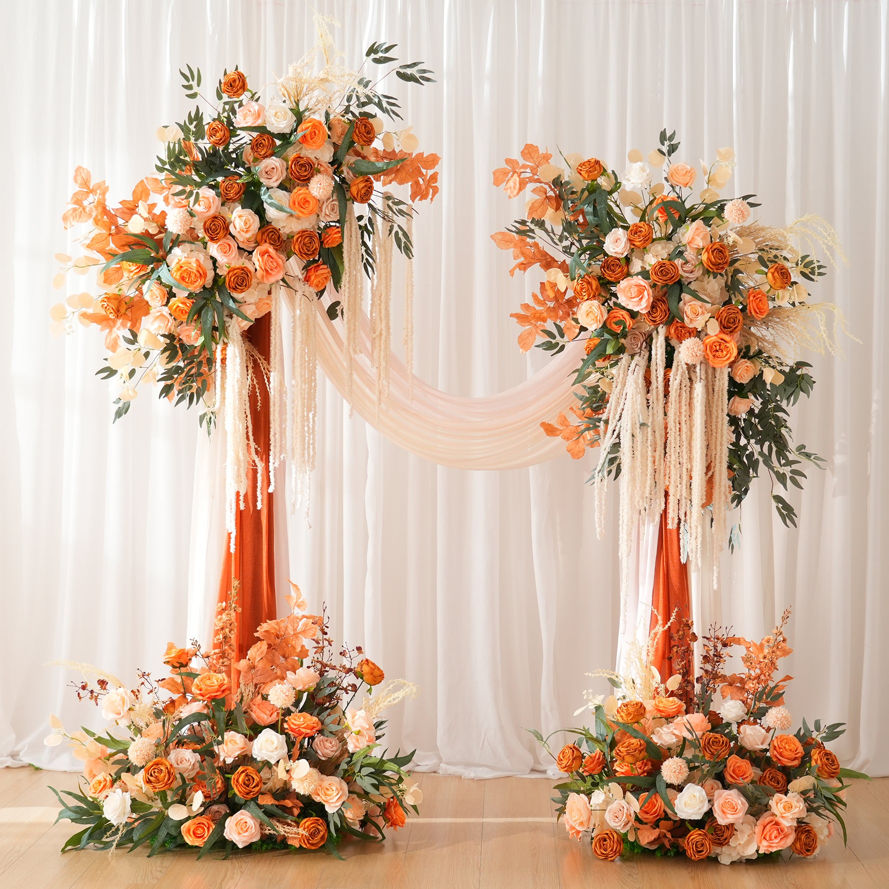 口紅 ARSOA Fresh Flower Set NW Orange A9088 Orange Champagne Rose Greenery Hanging Flower Wedding Aisle