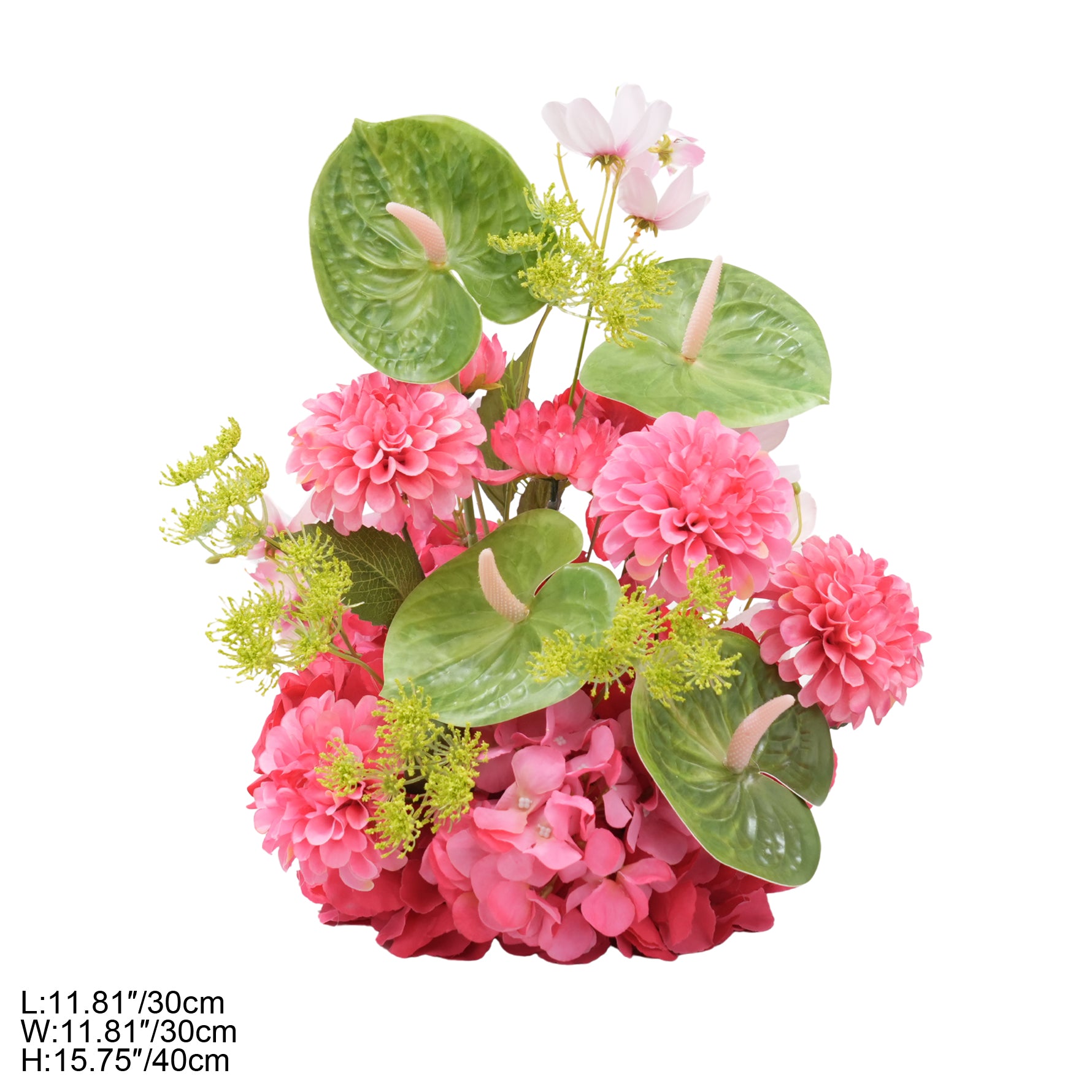 bold‑pink‑wedding‑tablescape‑decor‑faux‑mixed‑flower‑vase‑arrangement