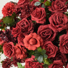 Luxury deep burgundy silk rose artificial flower centerpiece, moody red blooms for fall wedding event table decoration