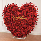 Heart shaped red rose flower wall for wedding entrance