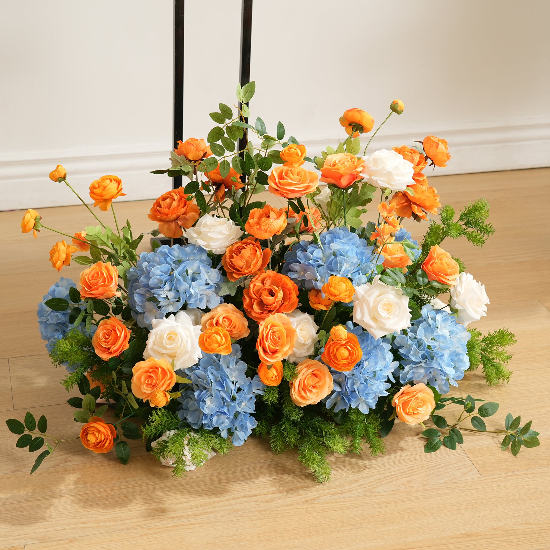 未開封nene様 HydrangeaMerody Floral Frame Orange Rose Blue Hydrangea Hanging Flower Window Display Wedding