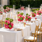 magenta‑faux‑dahlia‑anthurium‑table‑flower‑arrangement‑banquet‑decor