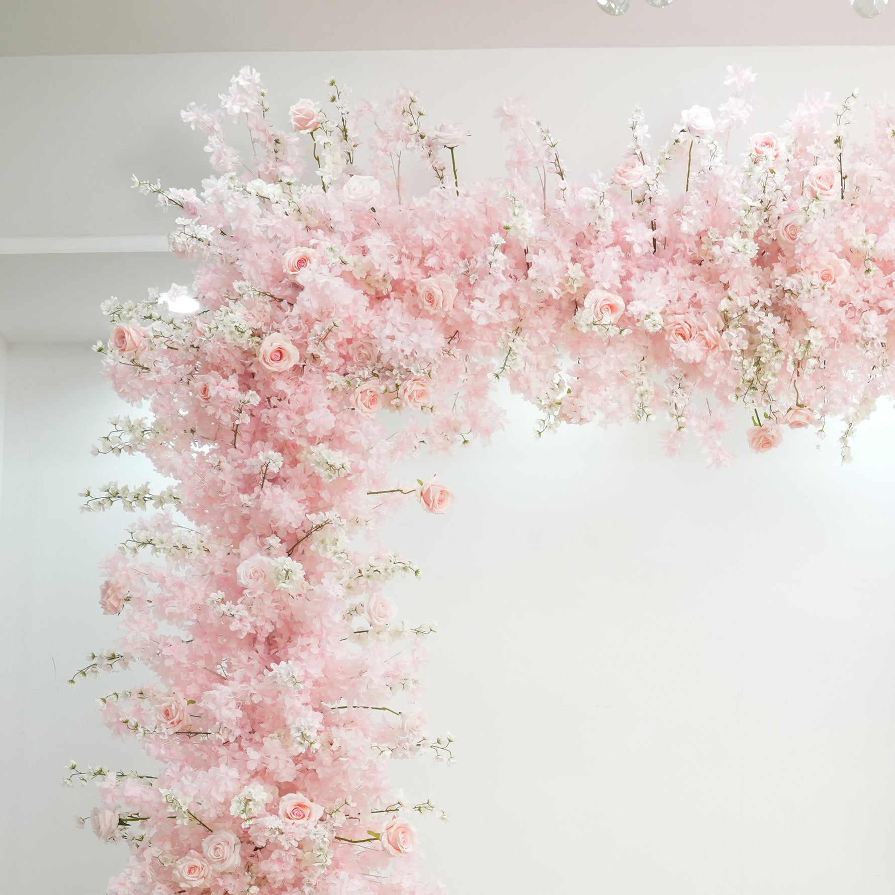 A9152 Pink Cherry Blossom Flower Arrangement Row Square Arch