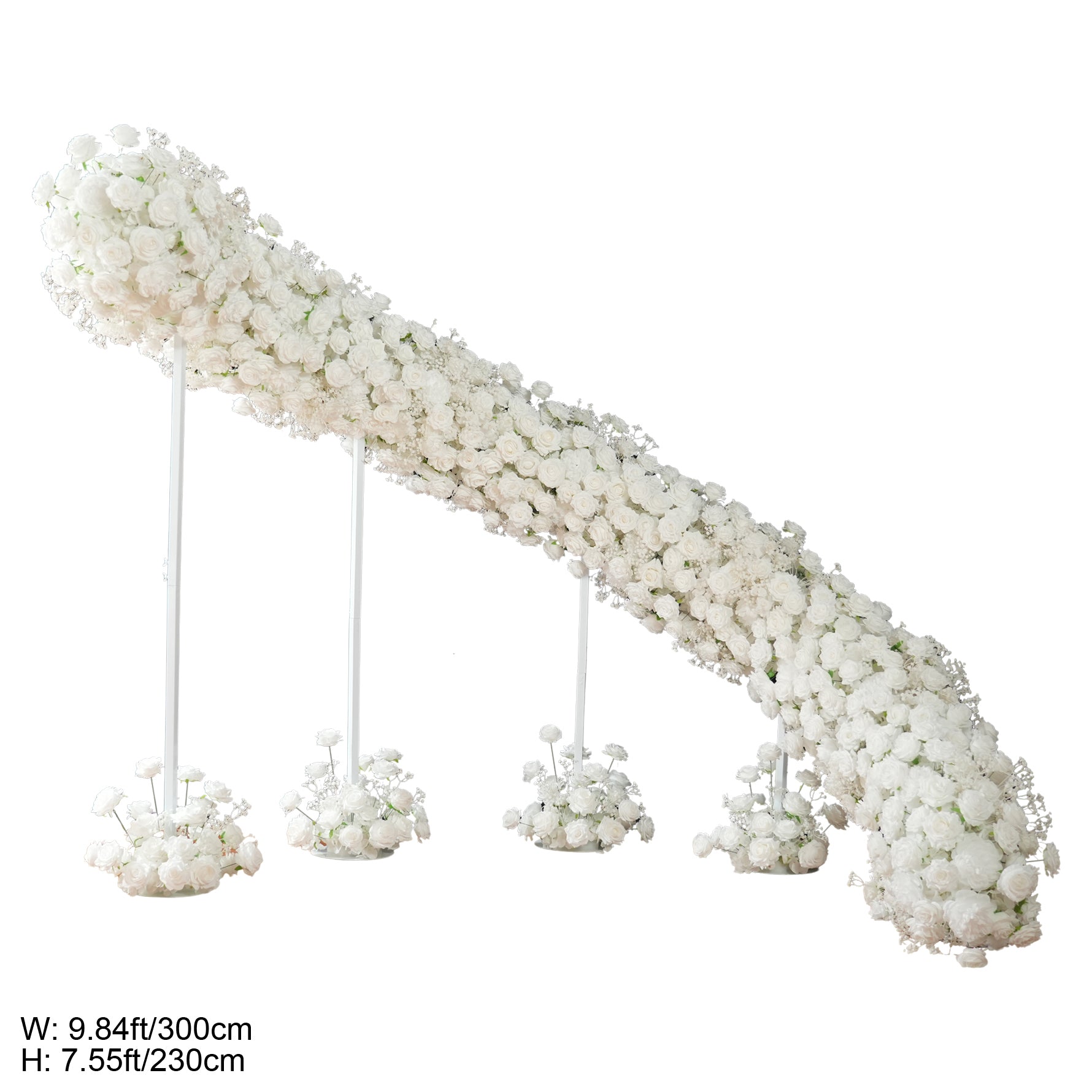 A9159 Metal S-Shaped Rotating Stand White Wedding Backdrop Flower