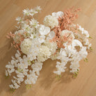 White hydrangea floral installation for wedding stage