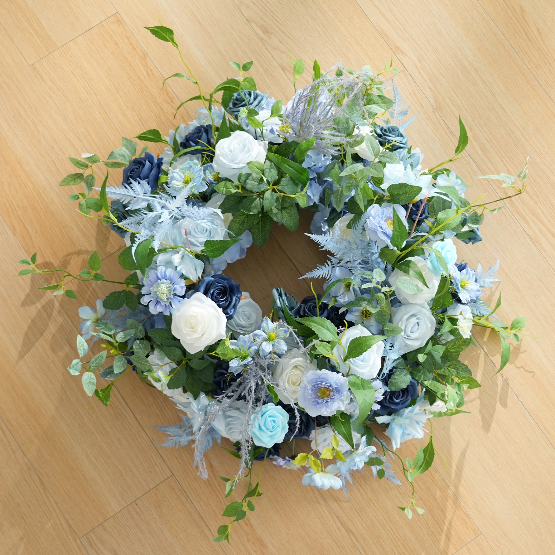 A9076 Artificial Blue Rose Wreath Wedding Flower Arrangement For
