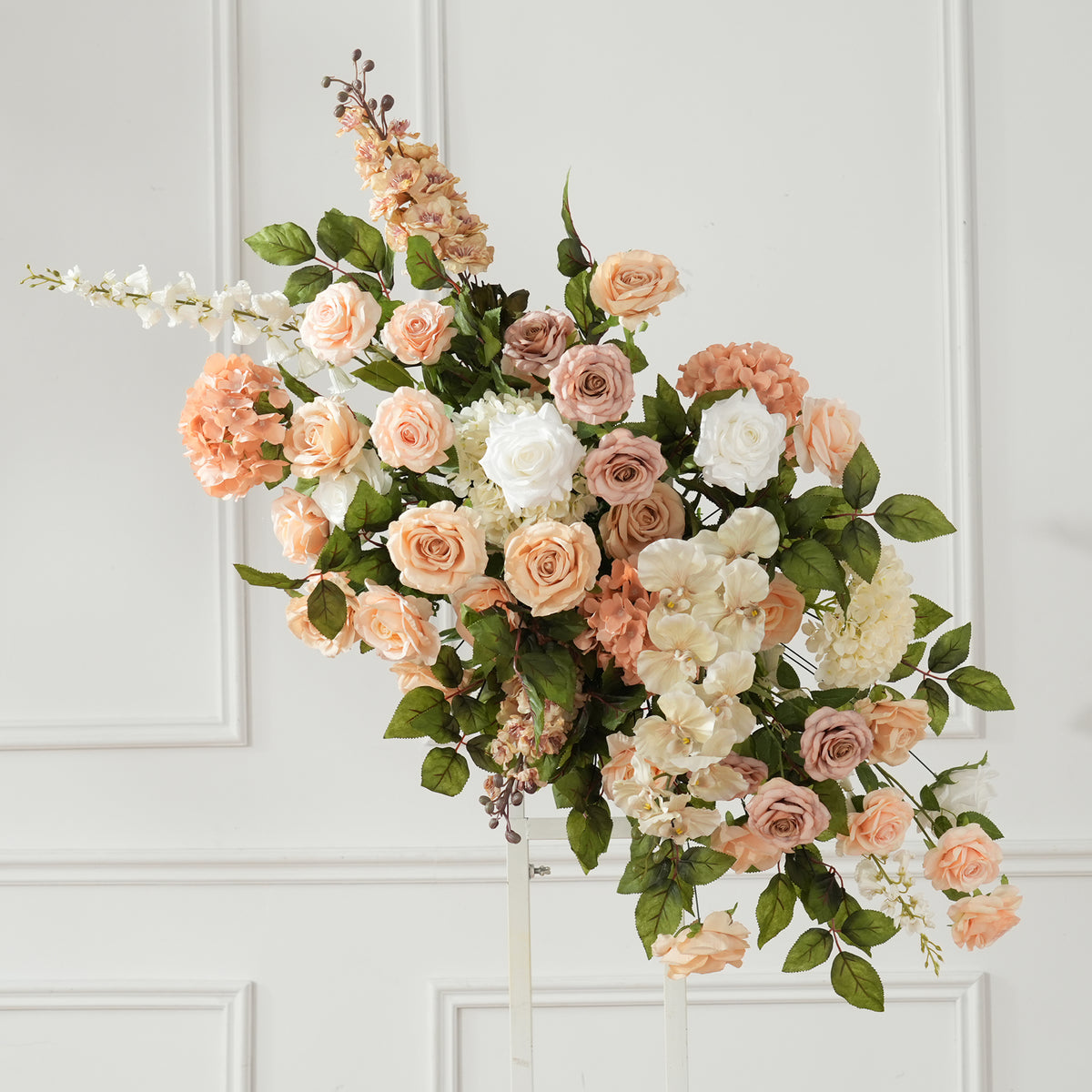 elegant apricot artificial floor flower staging for event use