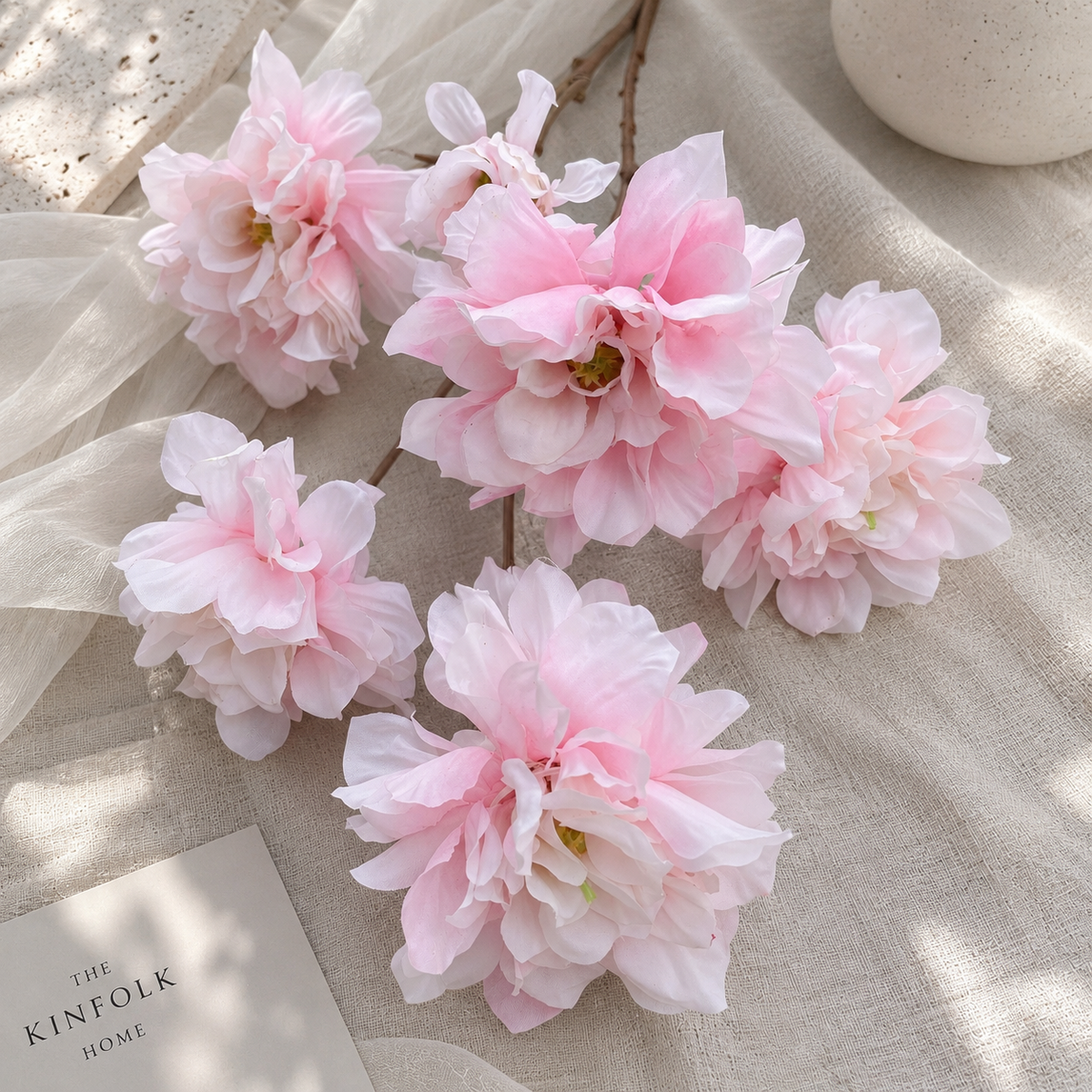 blush silk chanel peony stem wedding centerpiece flower