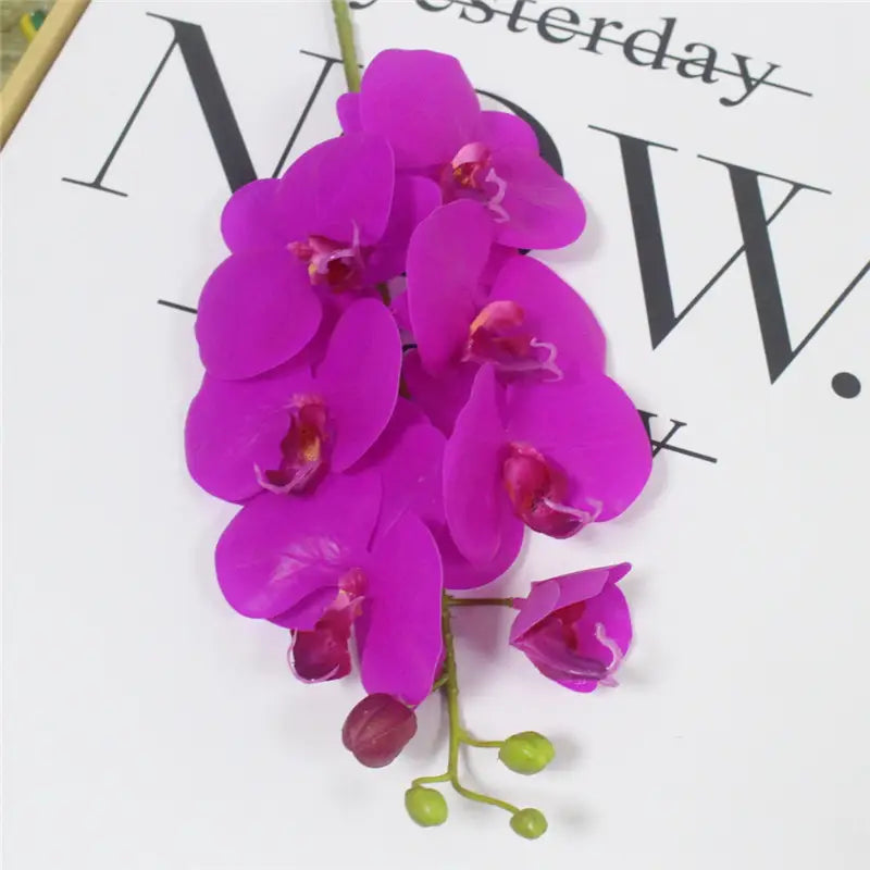 White pink fake orchid pot arrangement for home decor