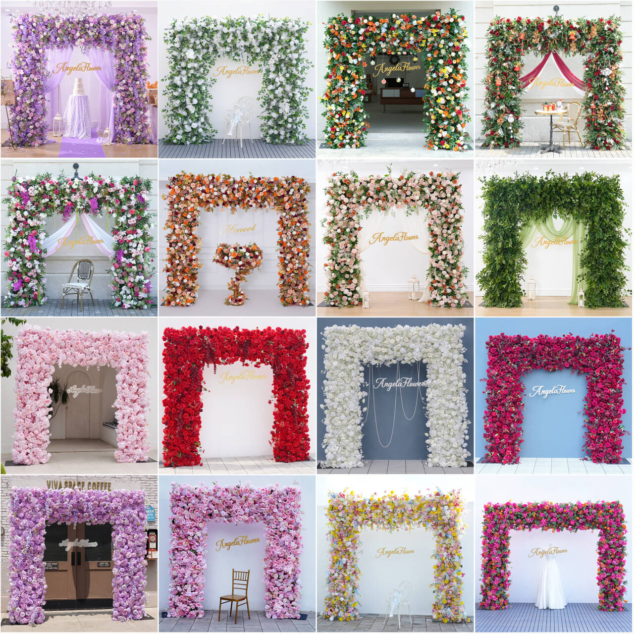 A8776 Colorful Rose Cloth Base Flower Row Decor Outdoor Wedding