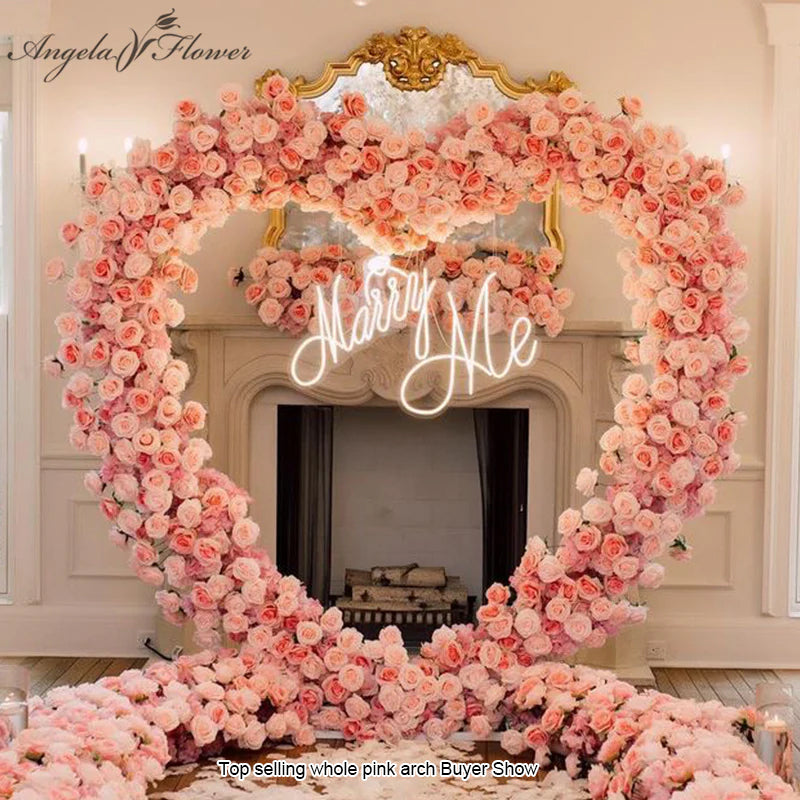 Pink Wedding Archway, Wedding Flower Row , Outdoor Wedding Backdrop, Floral Table Runner , Birthday Party Decor on sale Floral Arch Arrangement