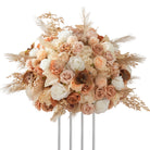Bohemian artificial table flower with dried-look pampas and autumn foliage
