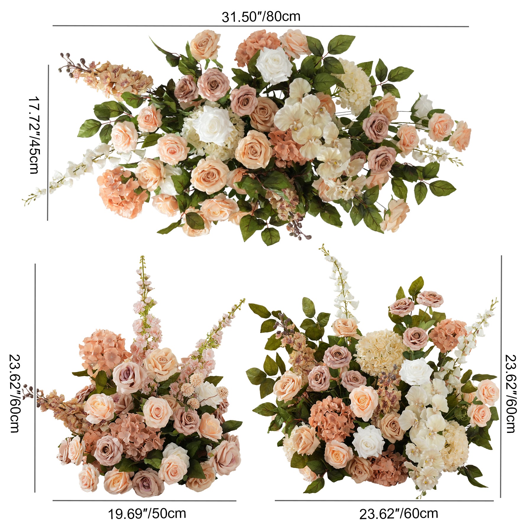 earthy tone faux backdrop flower pack for wedding reception