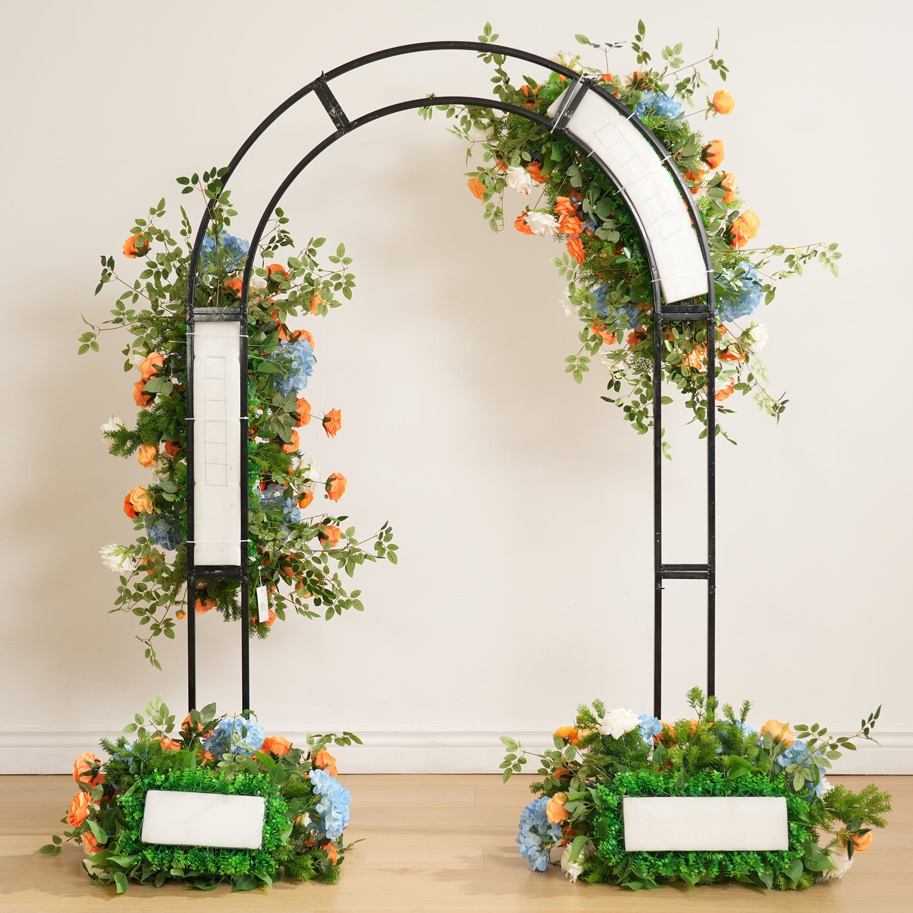Orange Rose Blue Hydrangea Hanging Flower Window Display Wedding