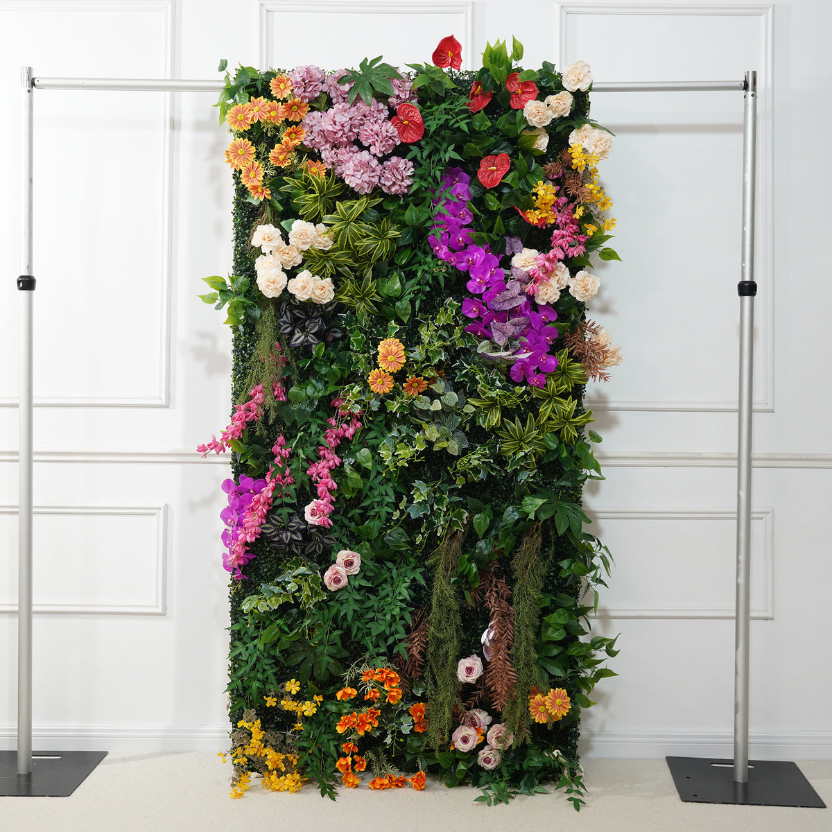 Green fabric cover for portable flower wall backdrop frame