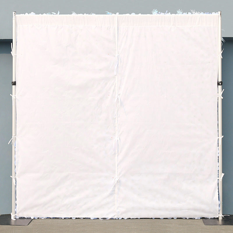 White fabric liner back view of faux flower wall panel