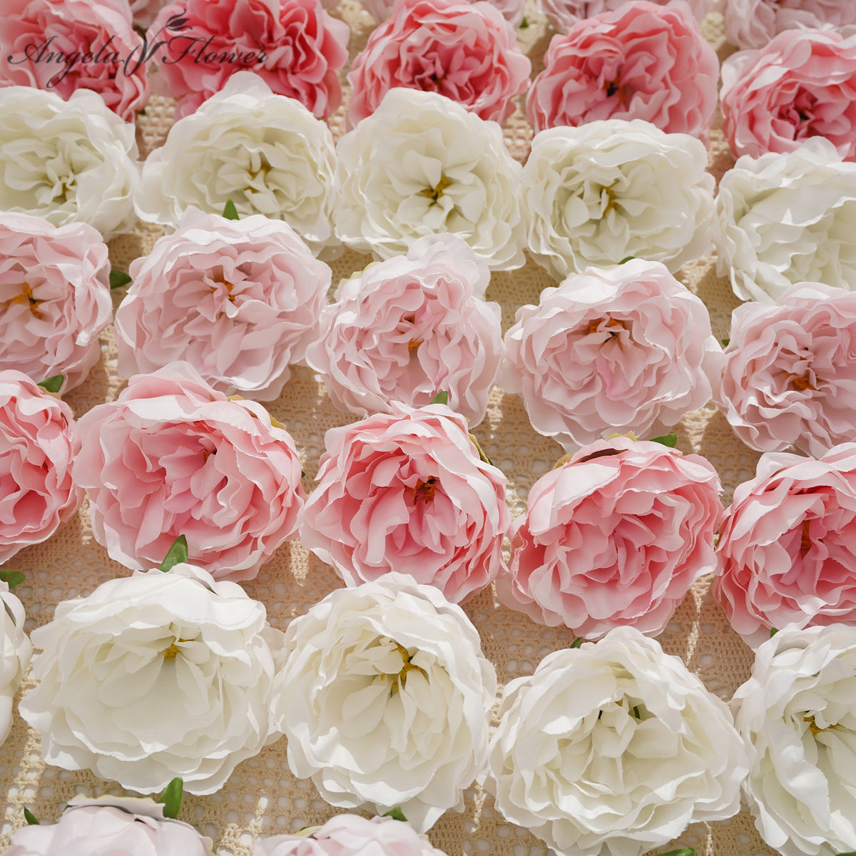 Artificial blush peony flower heads for wedding decor