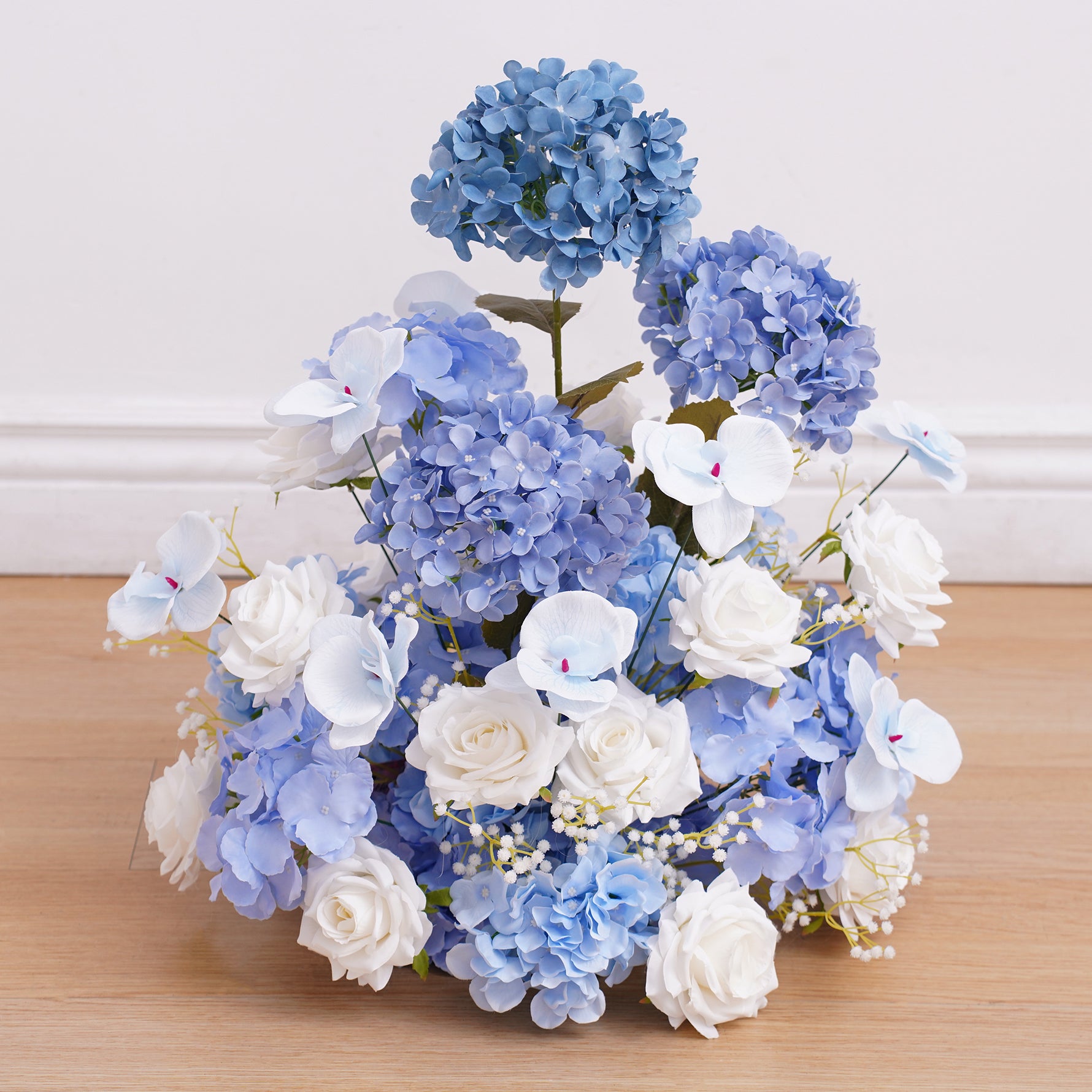 A8805 Blue Hydrangea White Rose Wedding Backdrop KT Board Decor