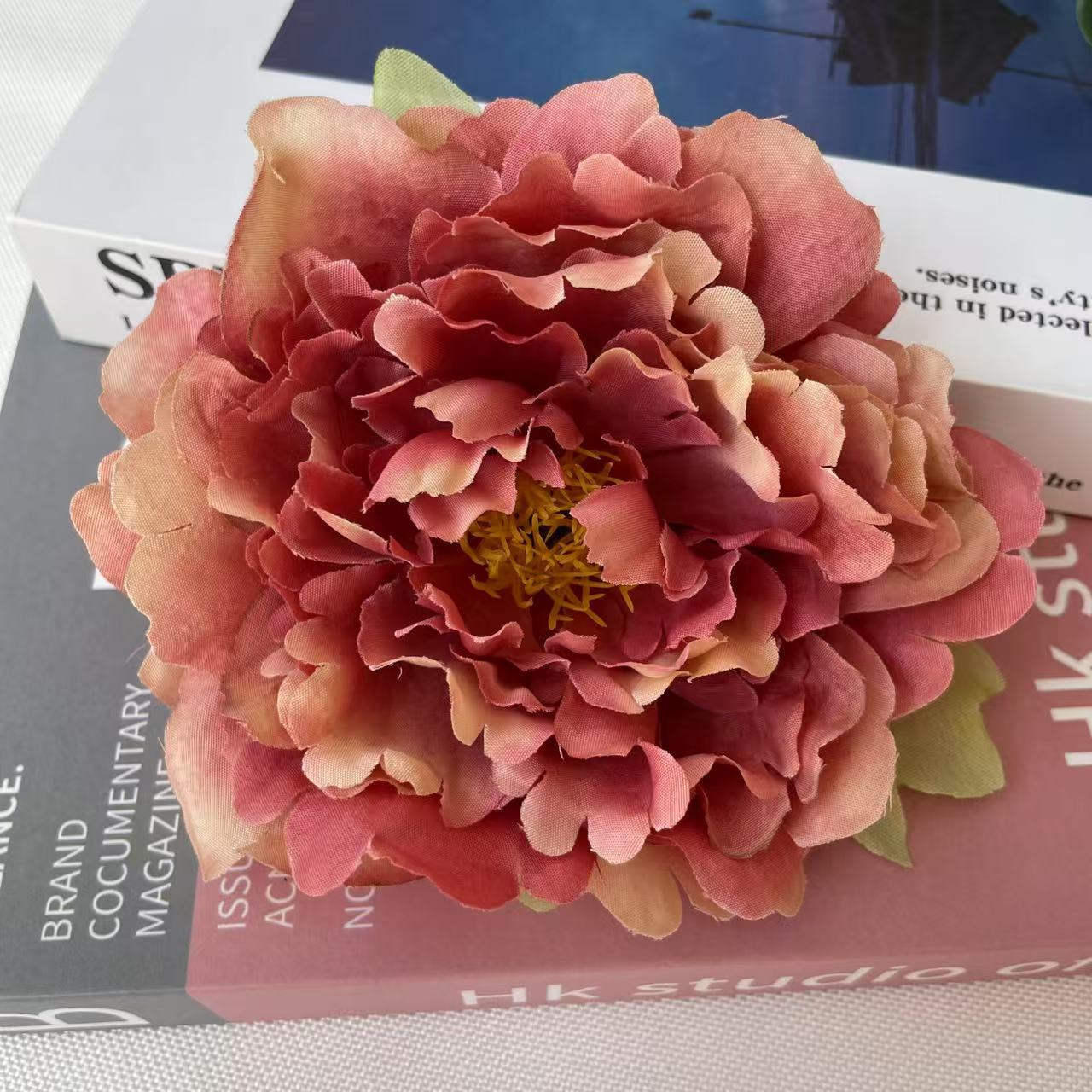 colorful silk peony flower