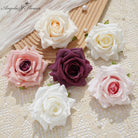 burgundy‑blush‑ivory‑artificial‑rose‑flower‑heads‑flat‑lay‑studio