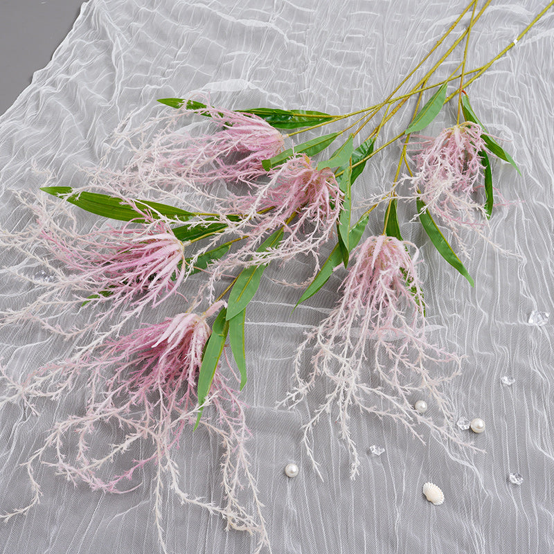 fake‑beauty‑silk‑flower‑sprays‑long‑green‑leaves‑close‑up‑texture‑detail