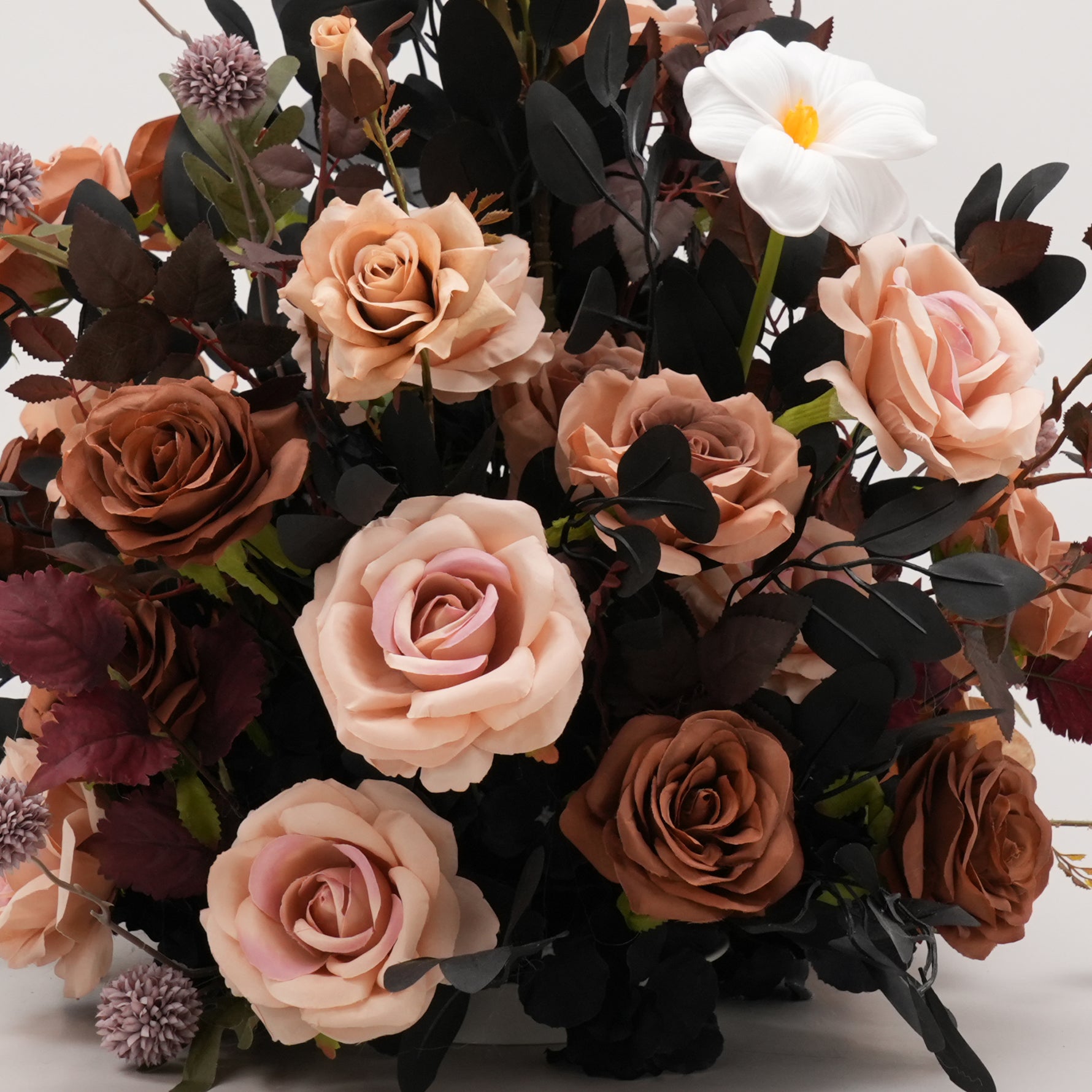 gothic style wedding table centerpiece flowers