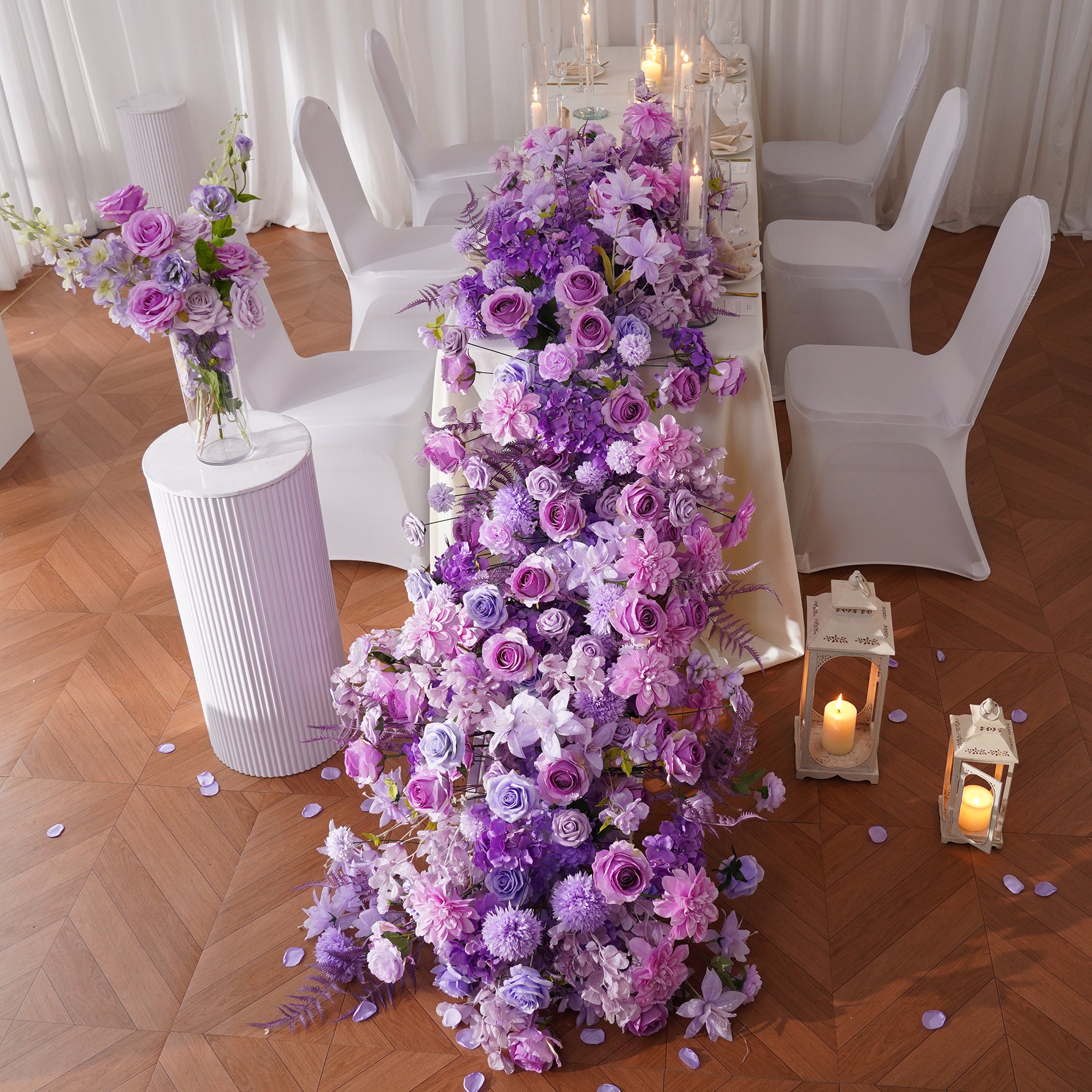 lavender-faux-flower-wedding-centerpiece