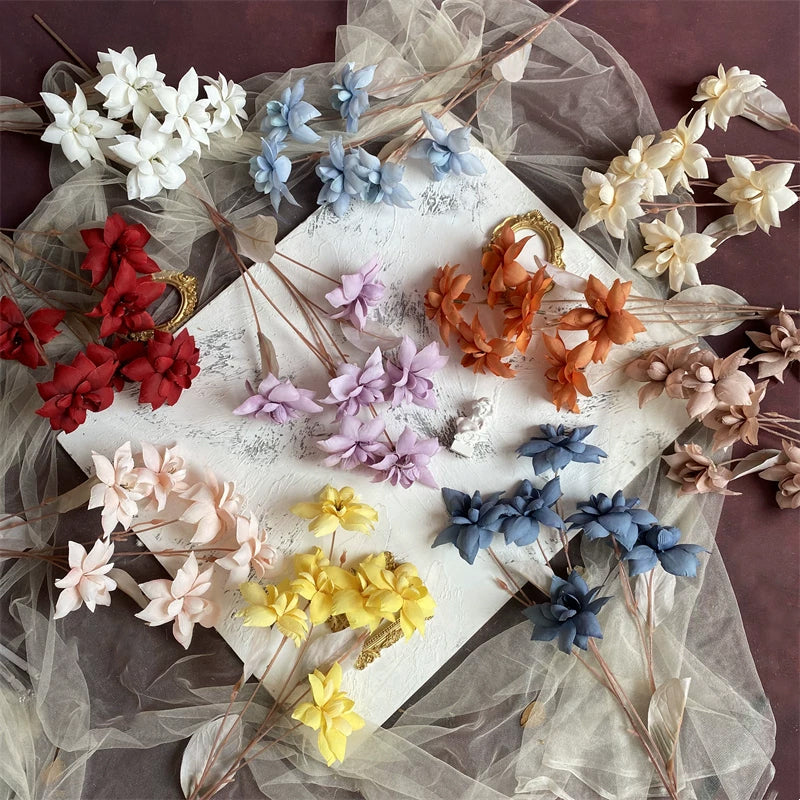 Retro Burnt Orange Purple Blue Faux Floral Arrangement
