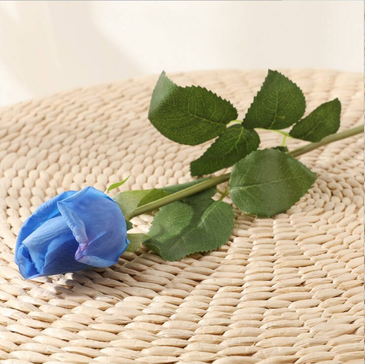 blue-faux-rose-bud-branch-detail
