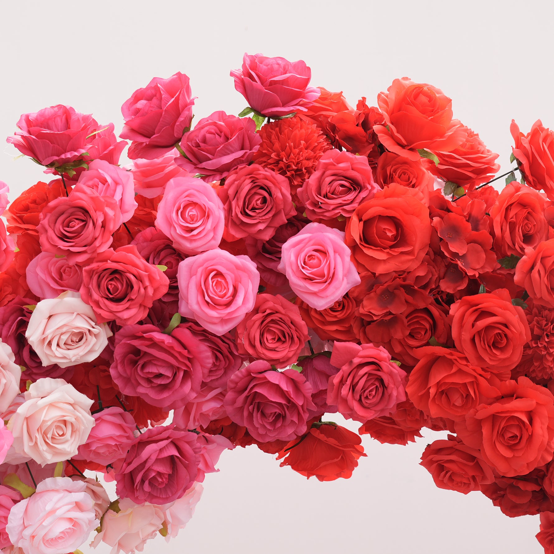 A9059 Hot Pink Red Rose Heart-Shaped Flower Arrangement Cloth Base