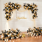 Pair black gold artificial flower swags for square wedding arch