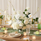 faux flower centerpiece with roses and hydrangeas