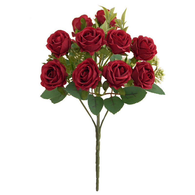 1. Deep red silk rose flower stems