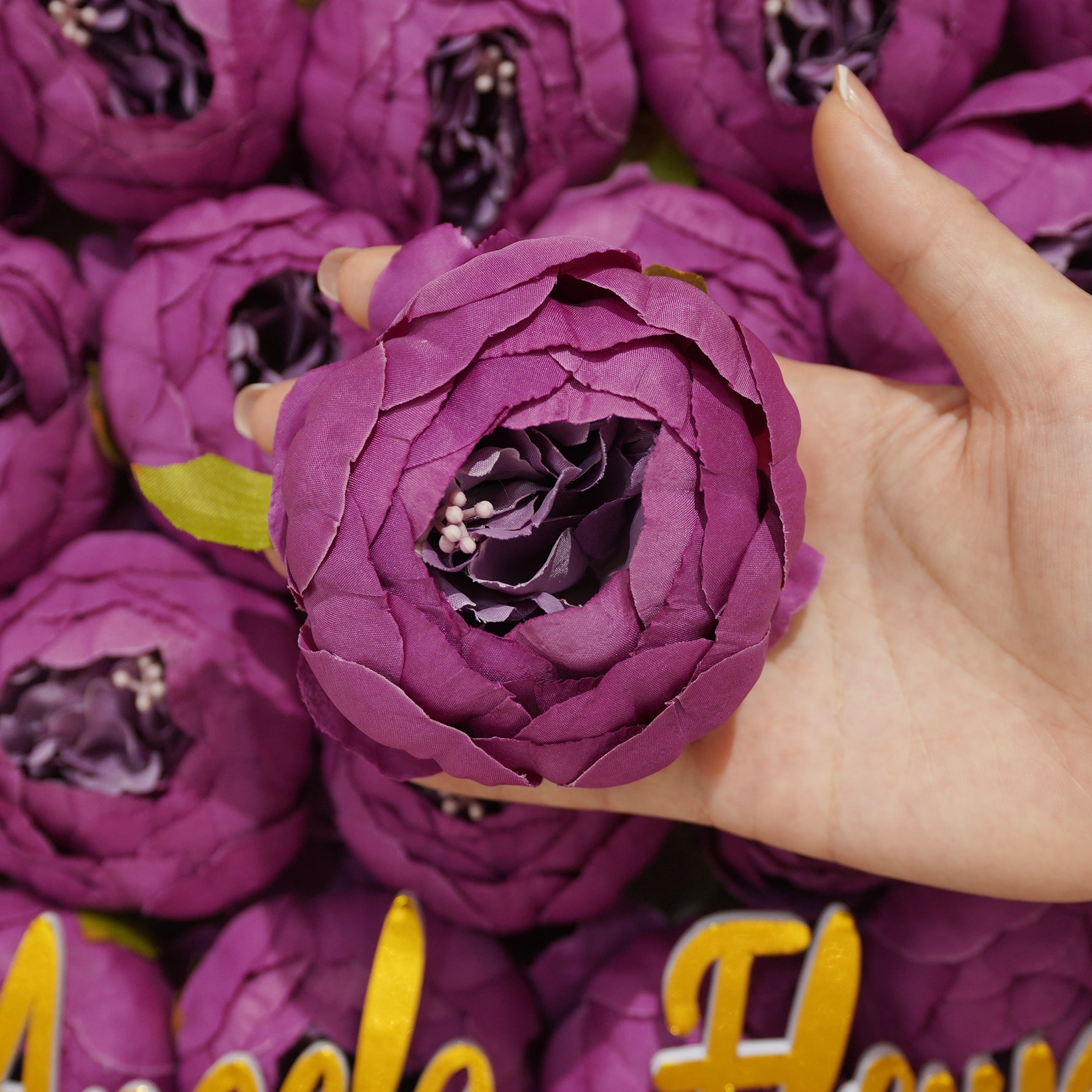 Snow white artificial ranunculus blooms
