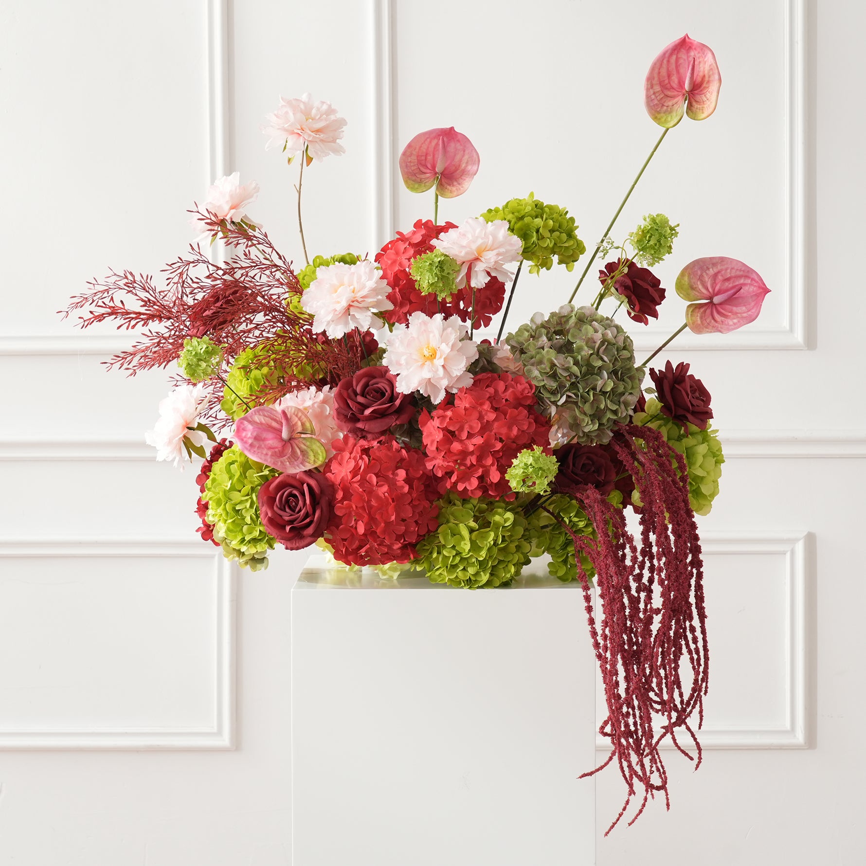 A9178 Burgundy Hydrangea Vine Table Centerpieces Wedding Aisle