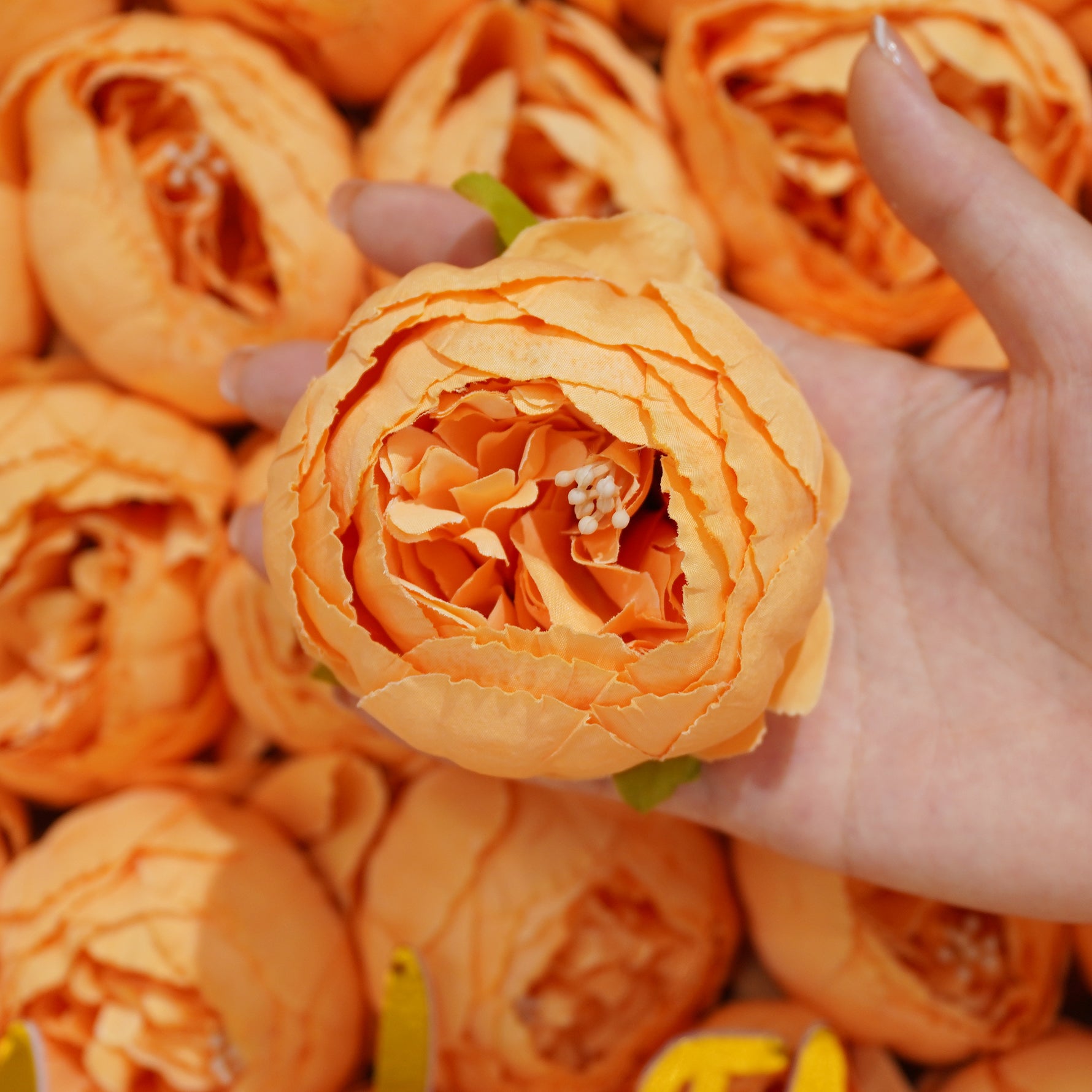Coffee taupe silk ranunculus wedding heads
